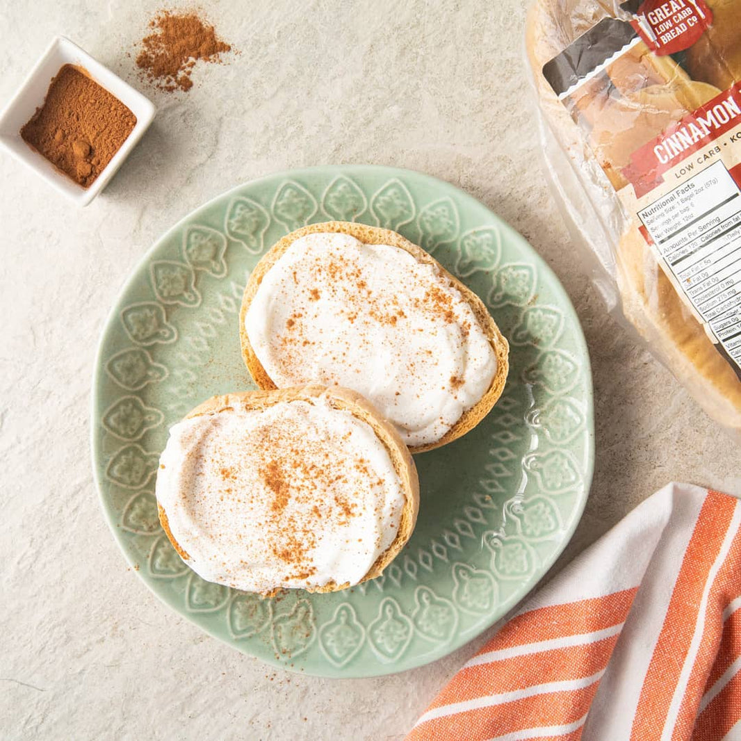 image Great Low Carb 70 Calorie Cinnamon Bagels bag of 4