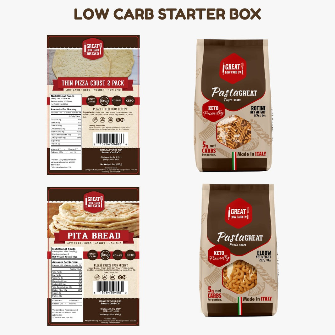 image Low Carb Starter Box (Elbows, Rotini, Thin Pizza and Pita Bread)