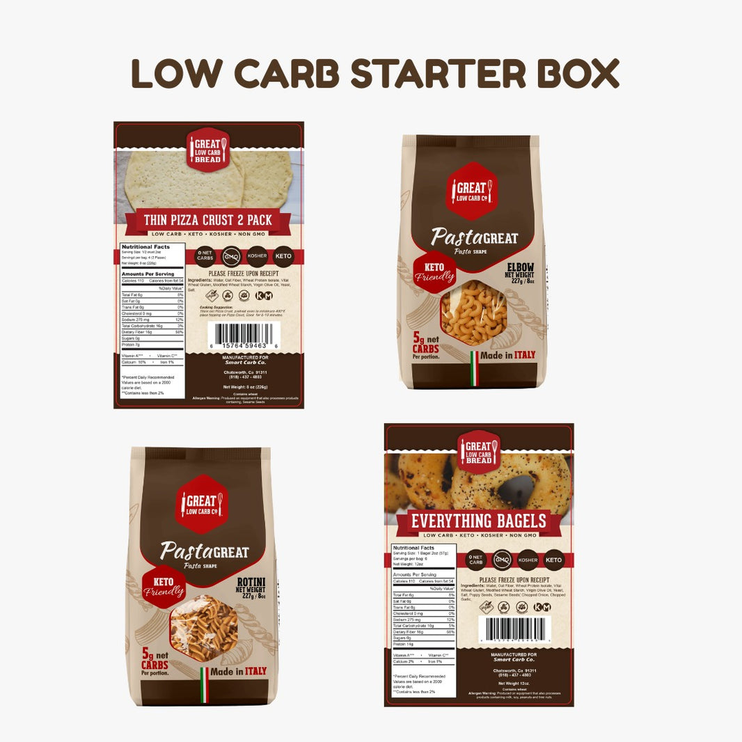 Low Carb Starter Box (Elbows, Rotini, Thin Pizza and Everything Bagel)