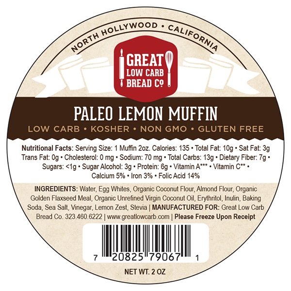 Great Low Carb Lemon Paleo Muffin 2oz Pack of 12
