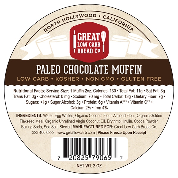 Great Low Carb Chocolate Paleo Muffin 2oz