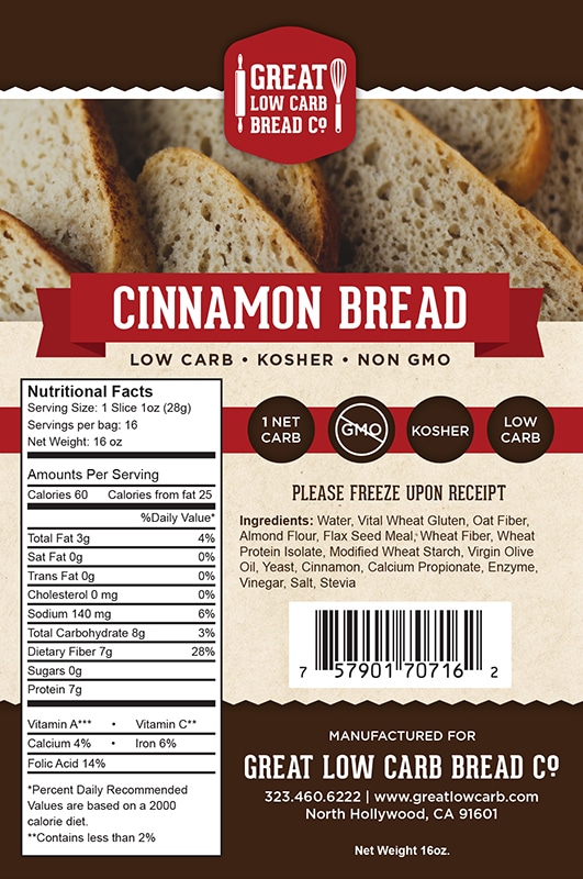 Great Low Carb Cinnamon Bread 12 Loafs Case
