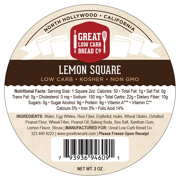 Great Low Carb Lemon Square 2 oz Pack of 12