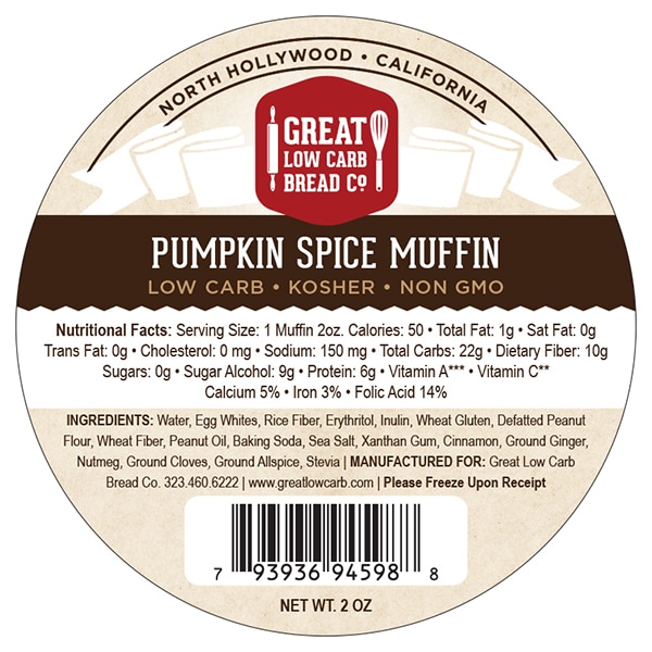 Great Low Carb Pumpkin Spice Muffin 2oz Pack of 12