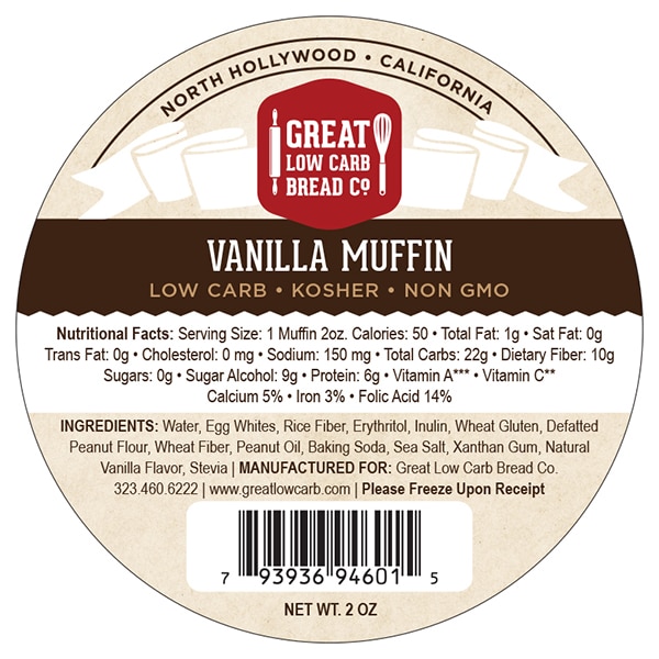 Great Low Carb Vanilla Muffin 2oz Pack of 12