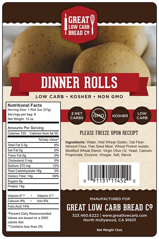 Great Low Carb Dinner Rolls 12 Bags Case