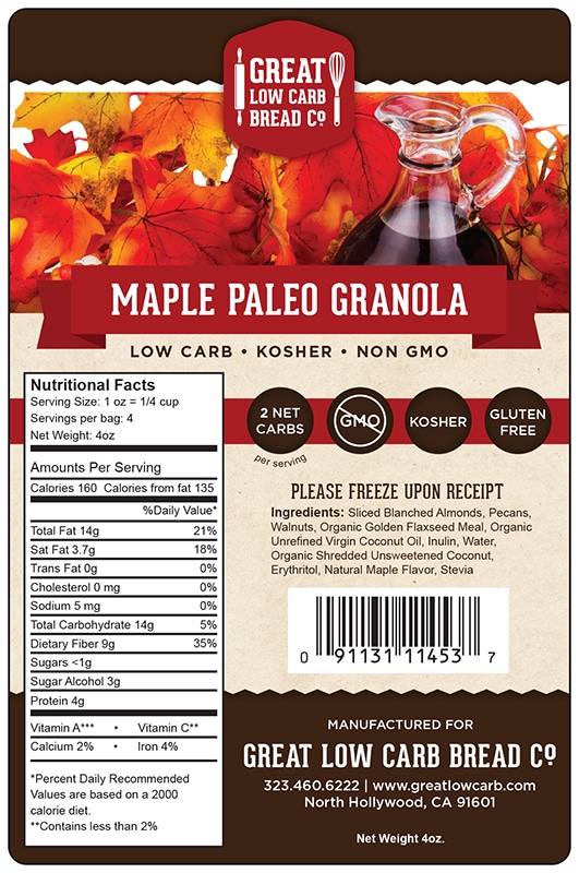 Great Low Carb Maple Paleo Granola 4oz Bag