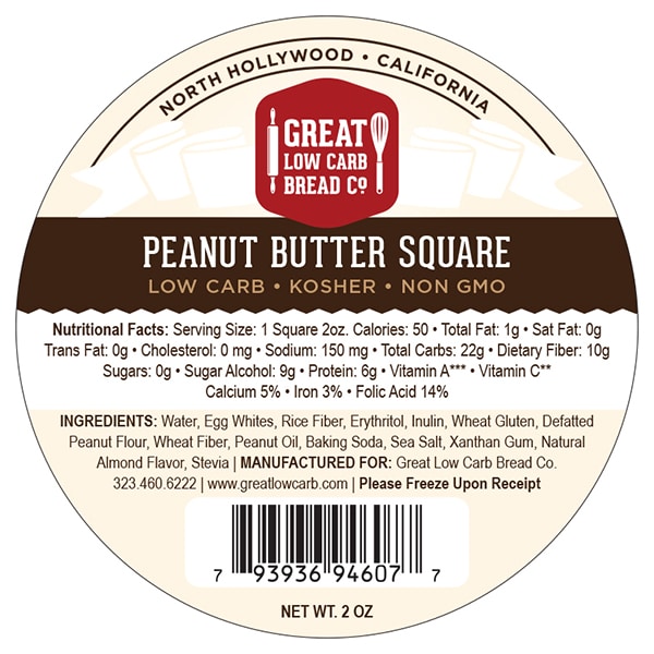 Great Low Carb Peanut Butter Square 2 oz Pack of 12