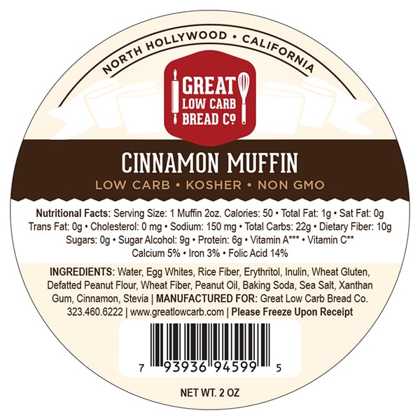 Great Low Carb Cinnamon Muffin 2oz Pack of 12