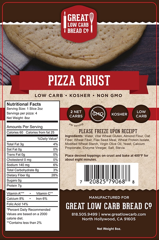 Great Low Carb Pizza Crust 9" 15 Bags Case
