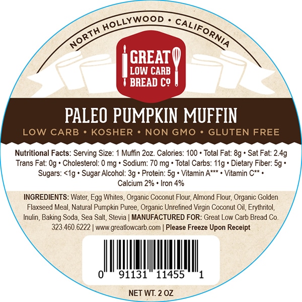 Great Low Carb Pumpkin Paleo Muffin 2oz Pack of 12