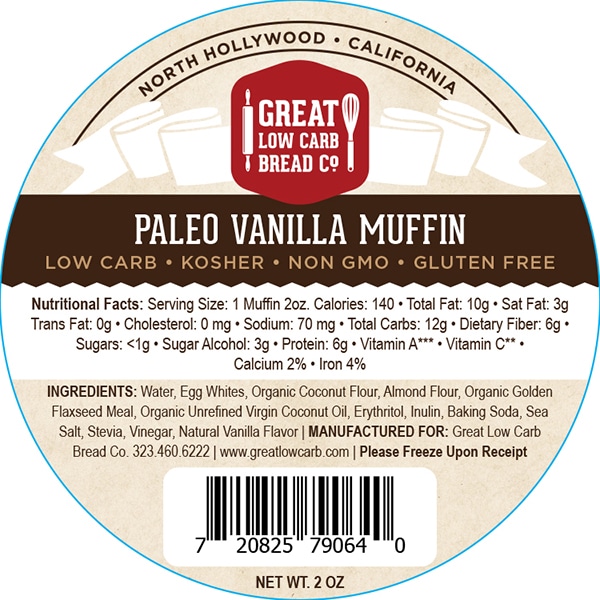 Great Low Carb Vanilla Paleo Muffin 2oz