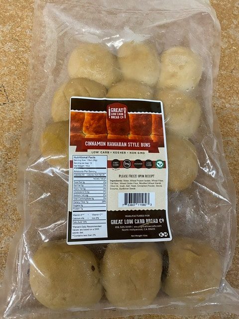 Great Low Carb Cinnamon Hawaiian Style Buns 12/package
