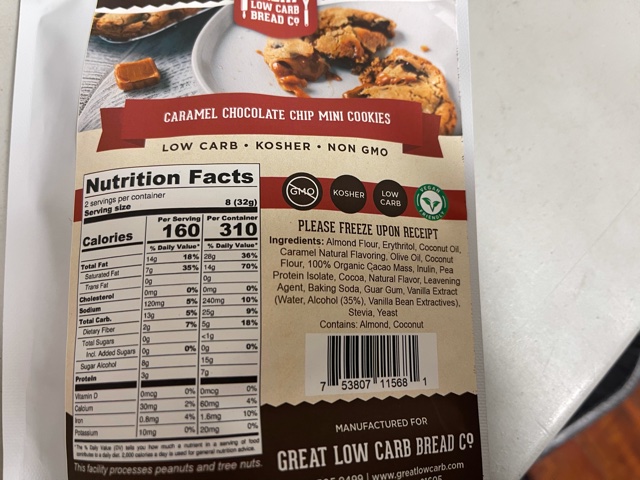 Great Low Carb Caramel Chocolate Chip Mini Cookies 64g