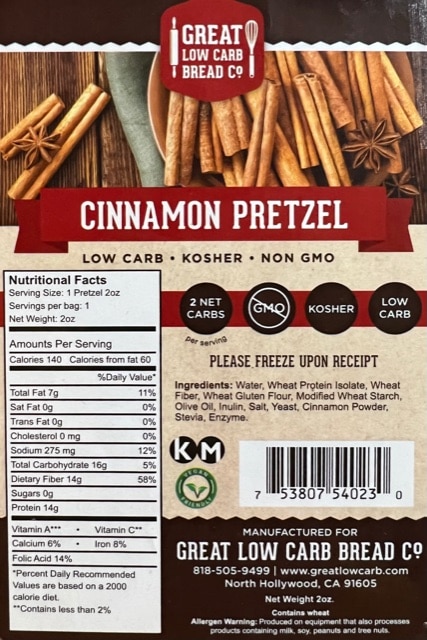 Great Low Carb Cinnamon Pretzel 2oz
