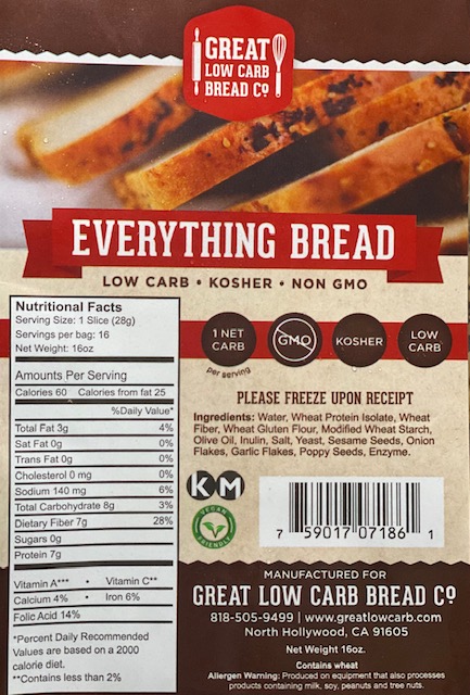 Great Low Carb Everything Bread 12 Loafs Case