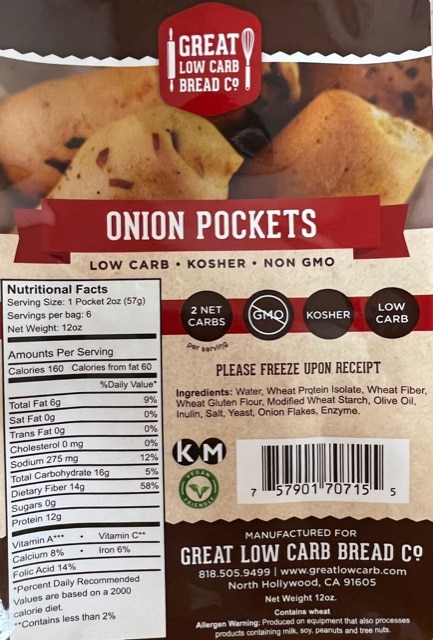 Great Low Carb Onion Pockets 12oz Bag of 6
