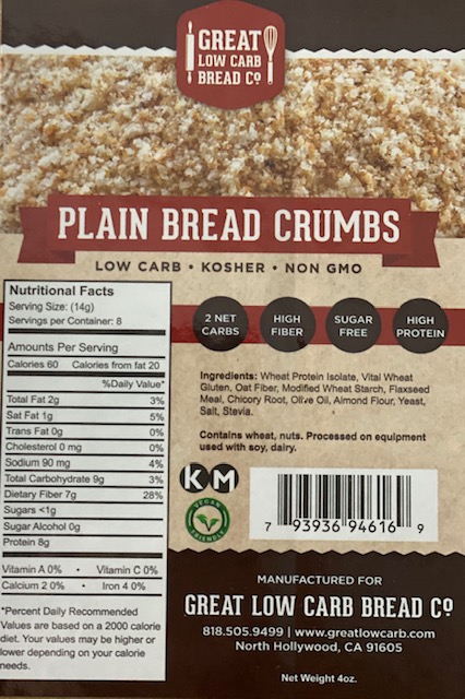 Great Low Carb Plain Bread Crumbs 4oz