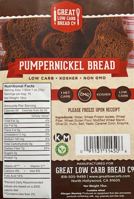 Great Low Carb Pumpernickel Bread 12 Loafs Case
