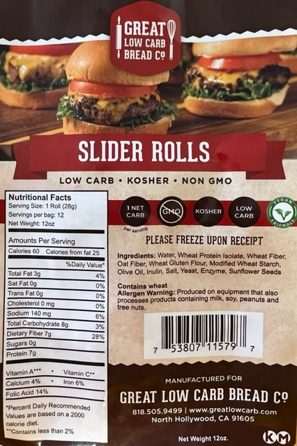 Great Low Carb Slider Rolls 12 Bags Case