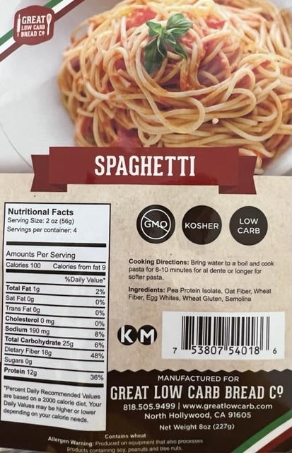 Great Low Carb Spaghetti Case of 14- 8oz bag