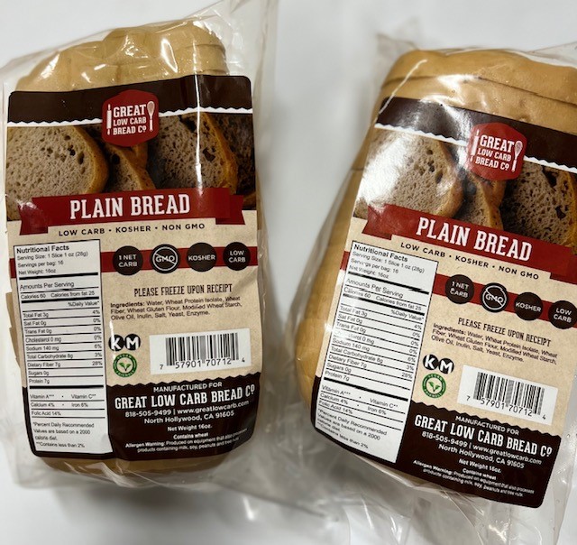 Great Low Carb Plain Bread 2 Pack
